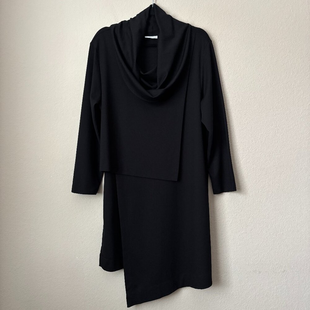 Bryn Walker Pita Modal Ponte Cowl Neck Long Sleeve Asymmetrical Front Peak Tunic - Picture 1 of 13